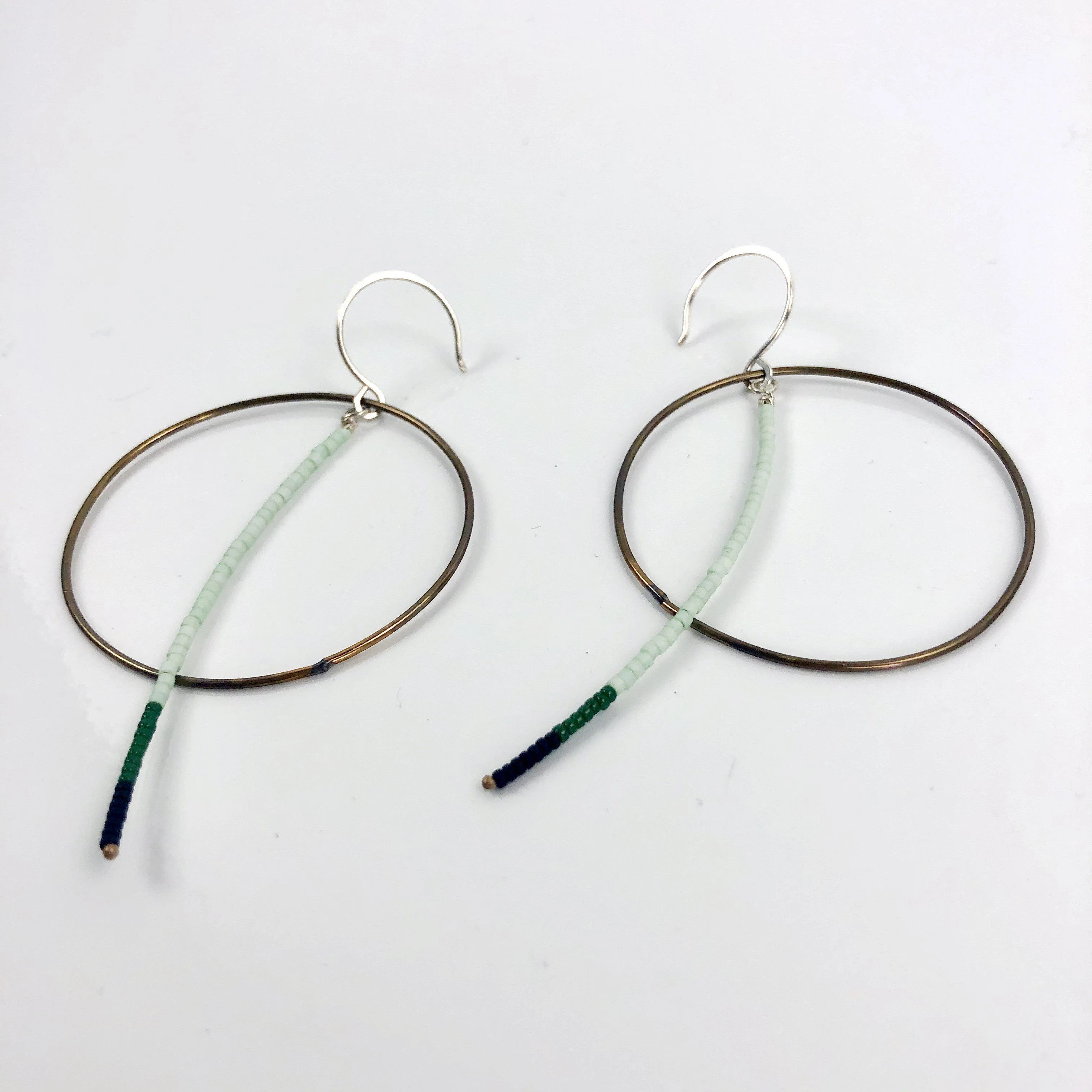 Olivia de Soria Earrings: Brass Circular Beaded Line - Image 4