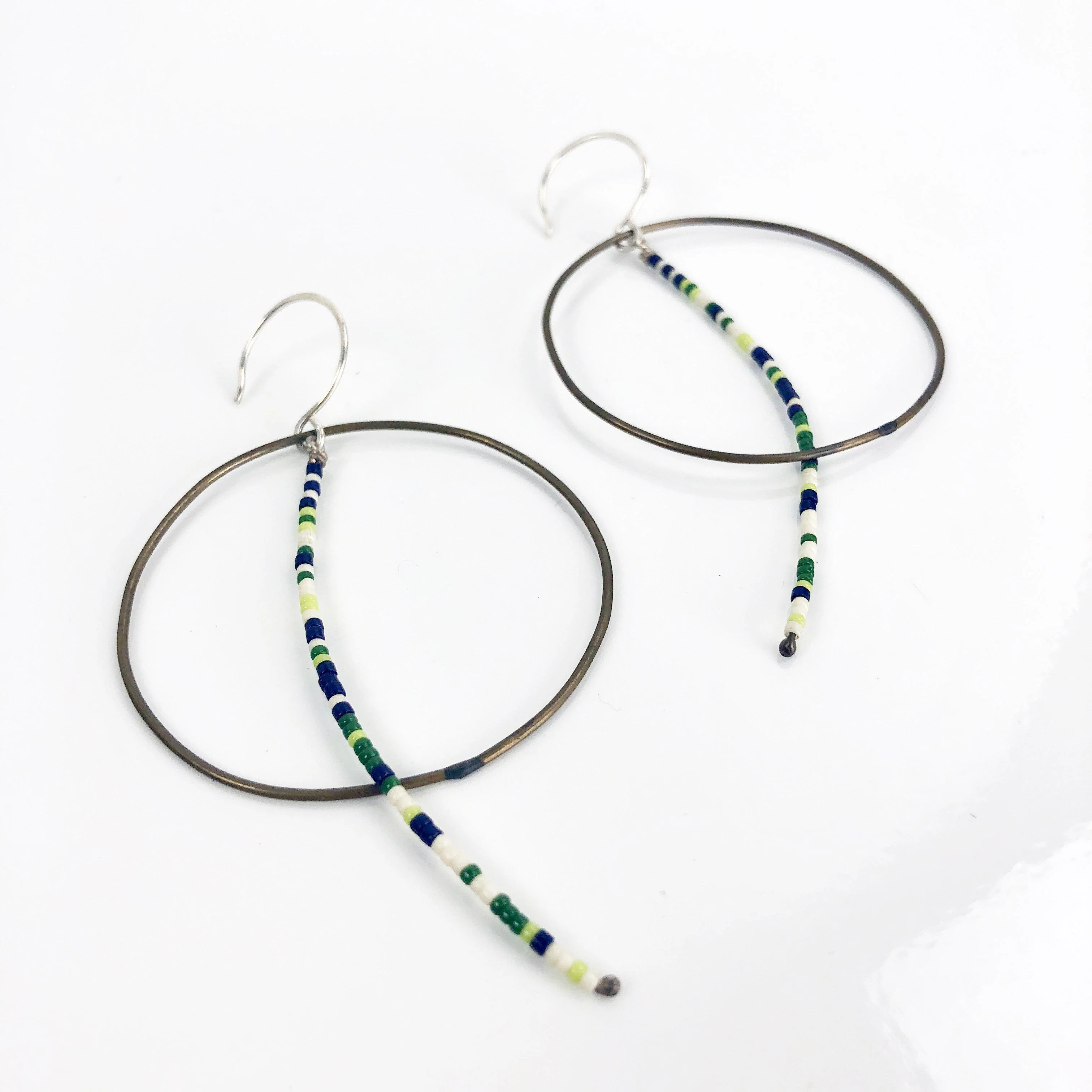 Olivia de Soria Earrings: Brass Circular Beaded Line - Image 6