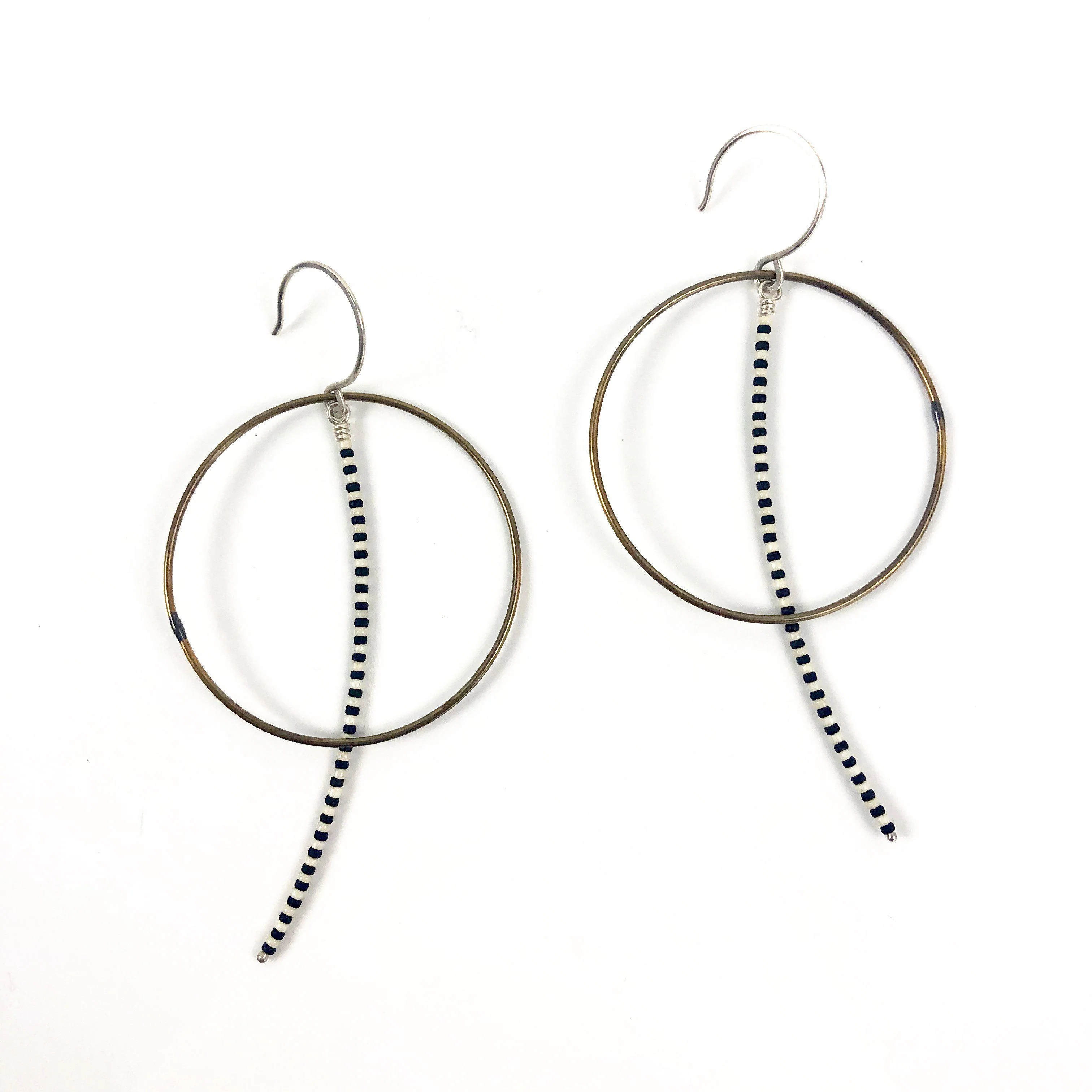 Olivia de Soria Earrings: Brass Circular Beaded Line - Image 7