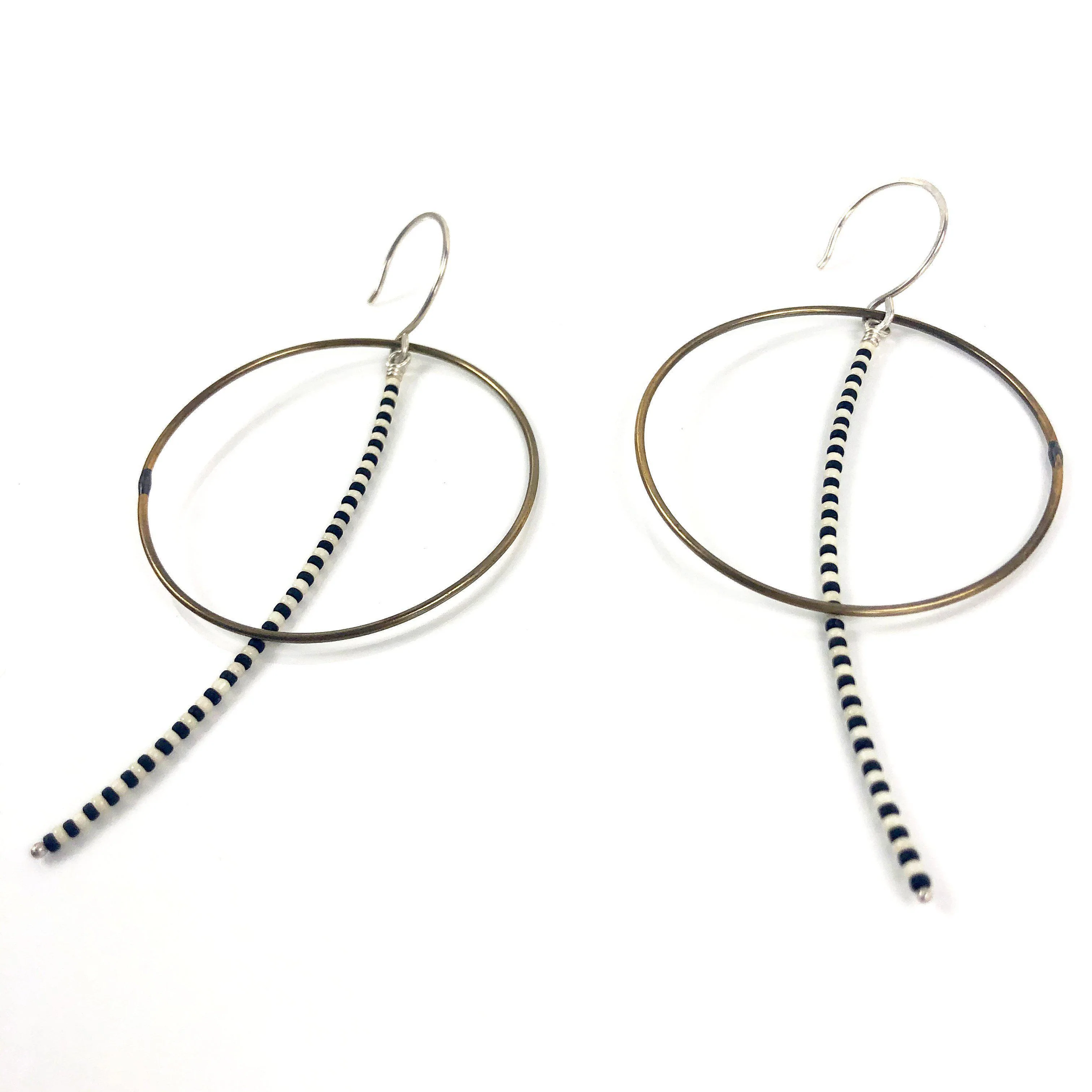 Olivia de Soria Earrings: Brass Circular Beaded Line - Image 8