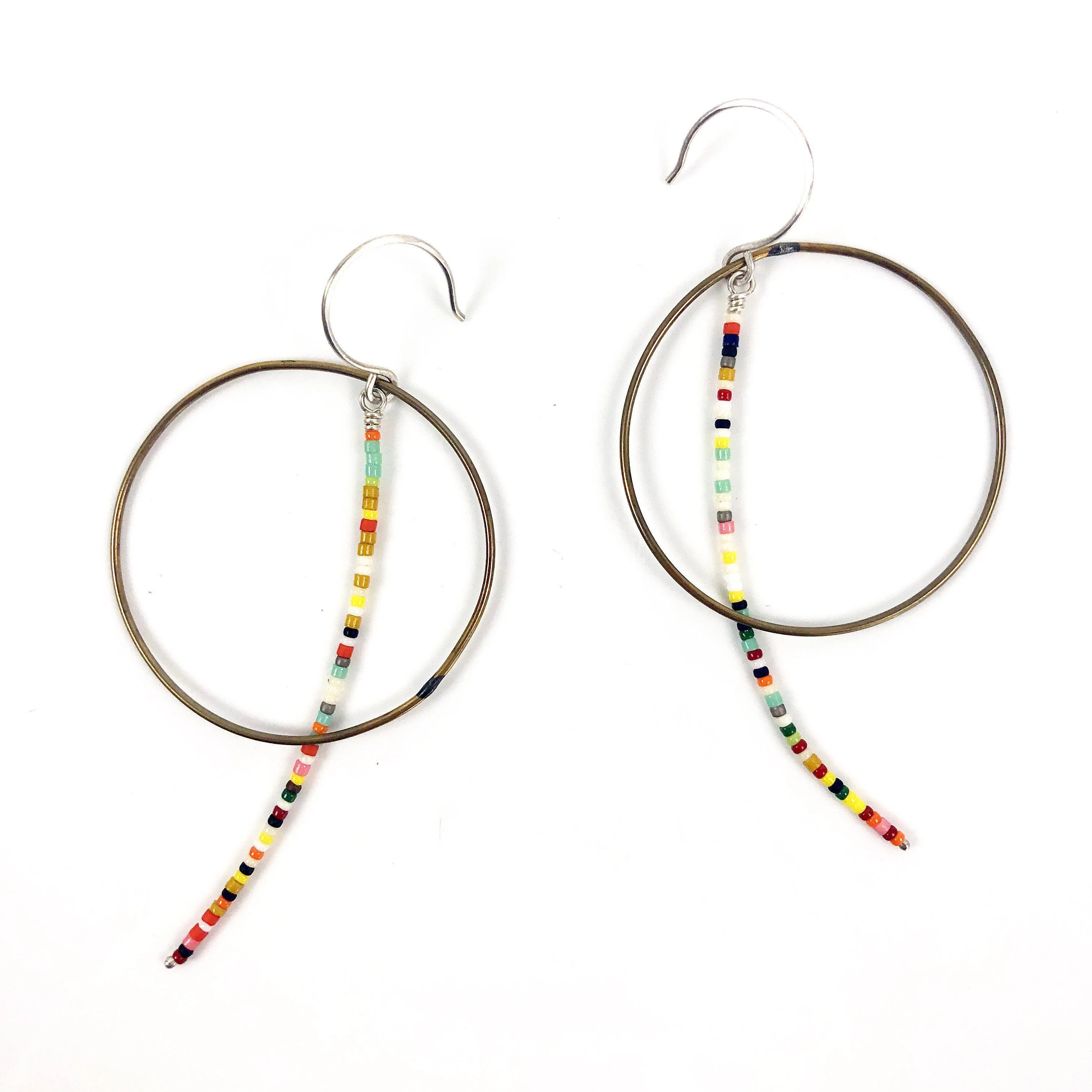 Olivia de Soria Earrings: Brass Circular Beaded Line - Image 9