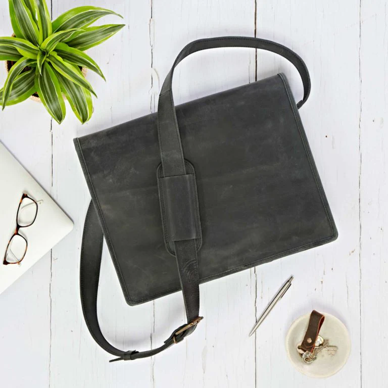 Paper High Pouch: Large Buffalo Leather Messenger