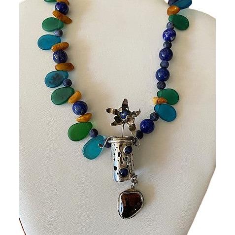 Pecan Tree Pottery Necklace: Flower Amulet
