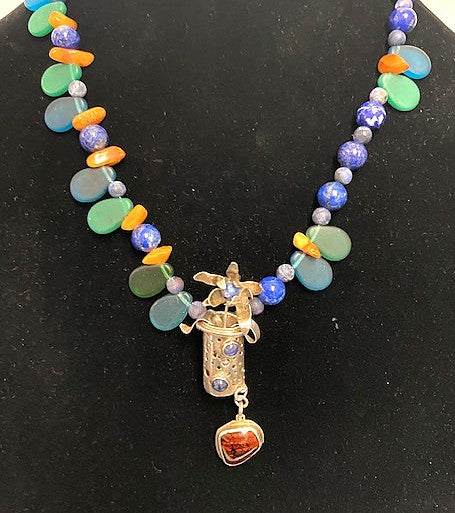 Pecan Tree Pottery Necklace: Flower Amulet - Image 2
