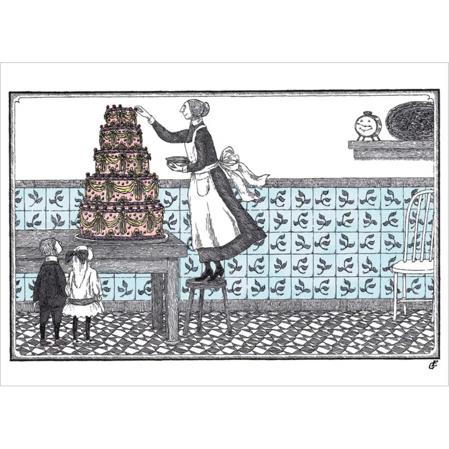 Pomegranate Birthday Card: Edward Gorey, Birthday Cake