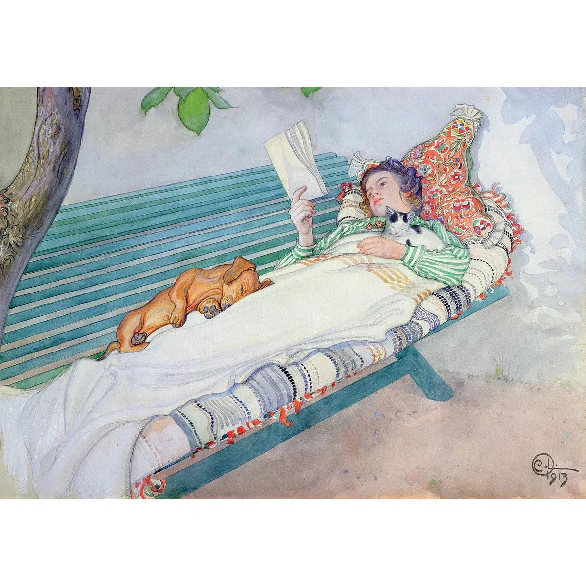 Pomegranate Birthday Card: Carl Larsson, Woman Reclining