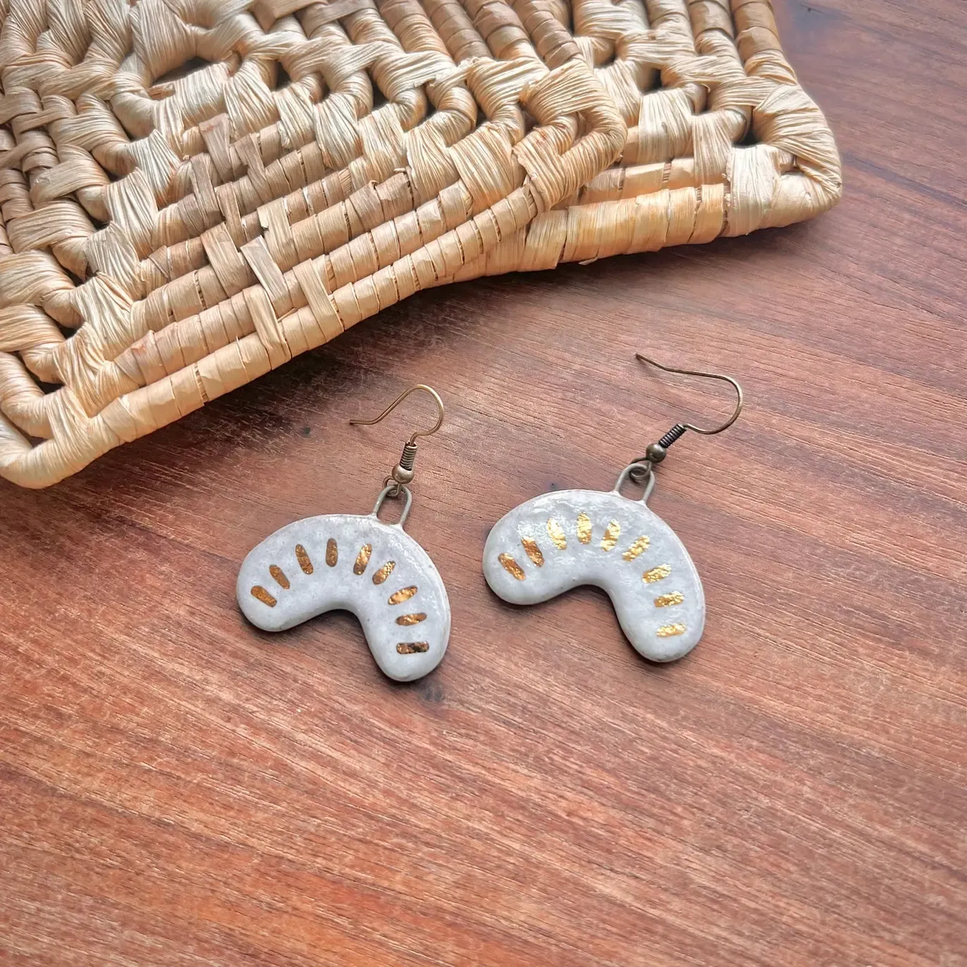The Artifact House Earrings: White Golden Arch