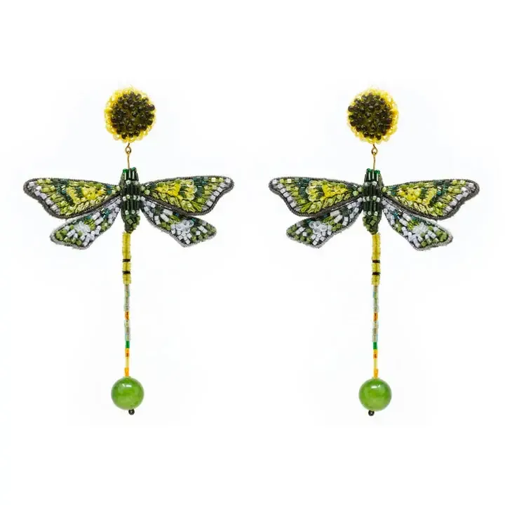 Trovelore Earrings: Green Dragonfly