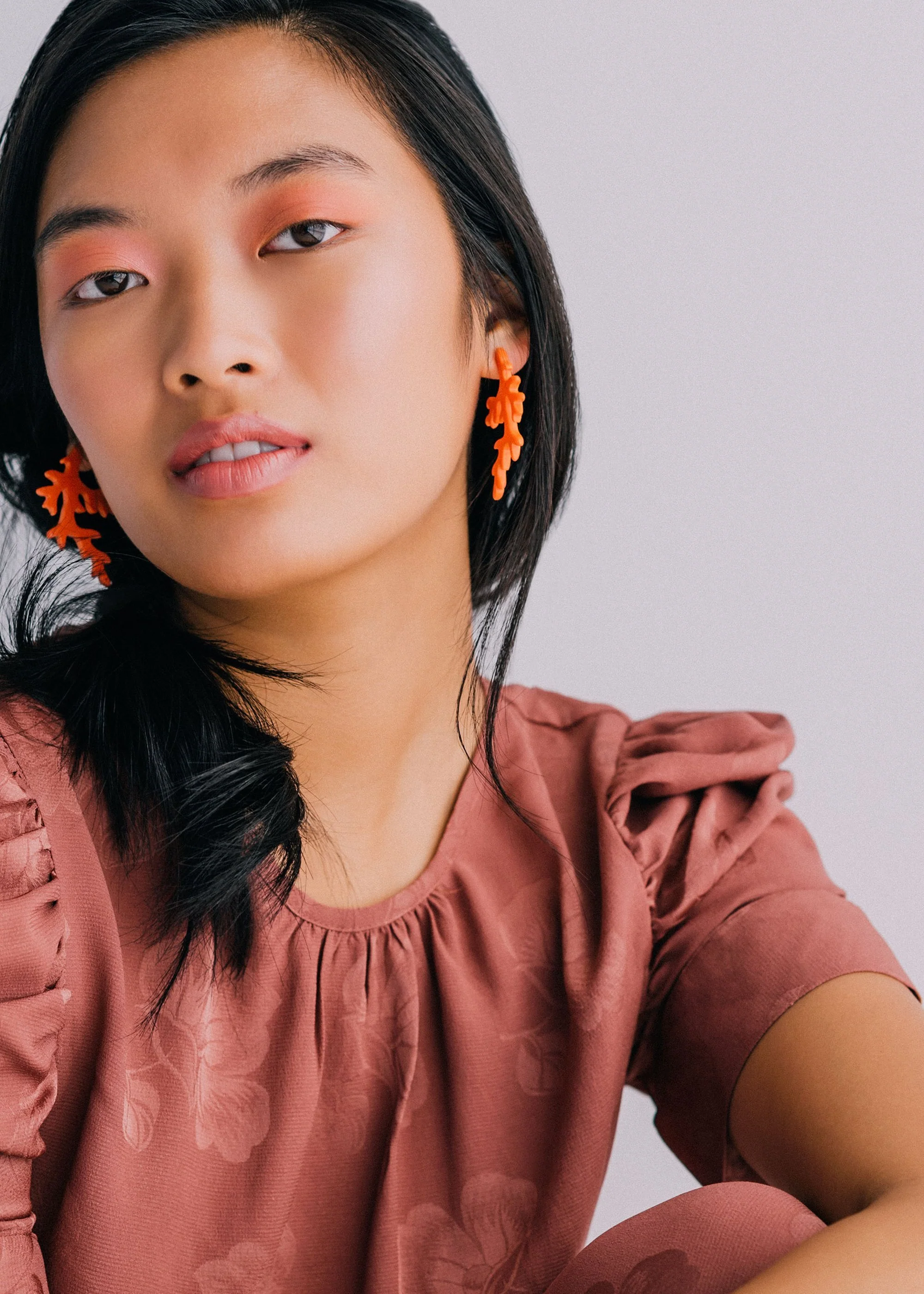 Woll Earrings: Coral - Image 2